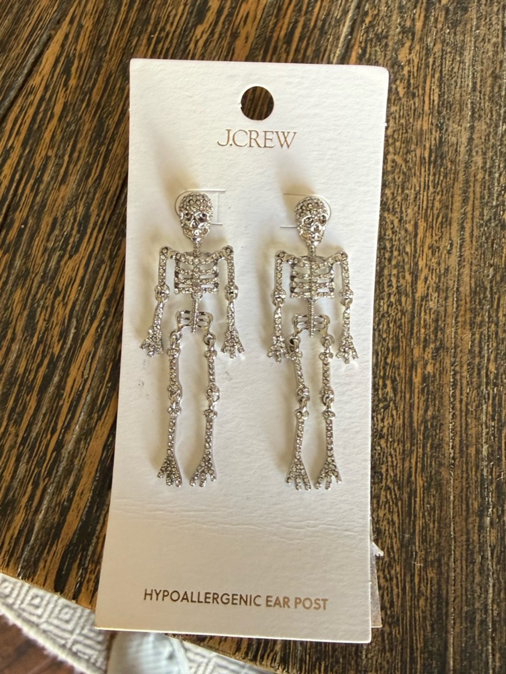J.Crew Silver Crystal Skeleton Drop Earrings
